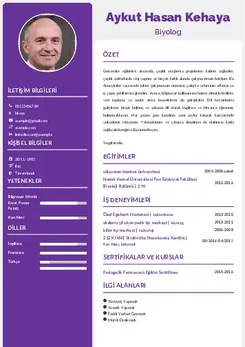 Biyolog CV Örnekleri cv indir